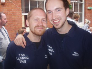 Nick and I showing off our TLB polo-shirts.